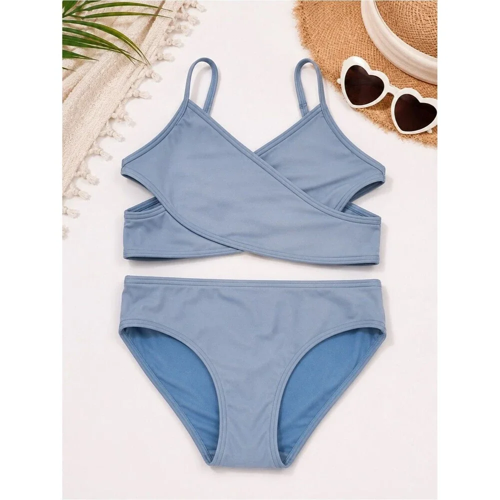 Abercrombie Kids Light Blue Bikini Swimsuit Set – Girls Size 9/10
